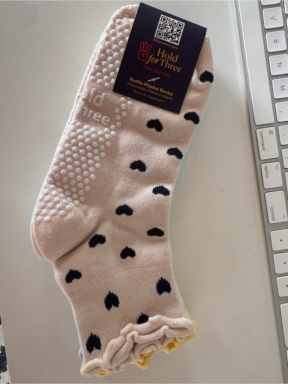 Women’s 3 pack Pilates Socks Ruffle Ankle Grip Socks - Polka Dot